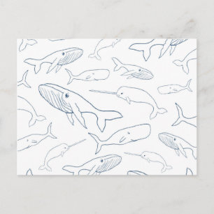 Simple Whale Parade Pattern Postcard