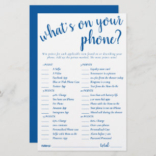 Simple Whats on Your Phone   Blue Game Card