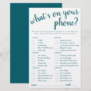 Simple Whats on Your Phone Teal Aqua Game Card