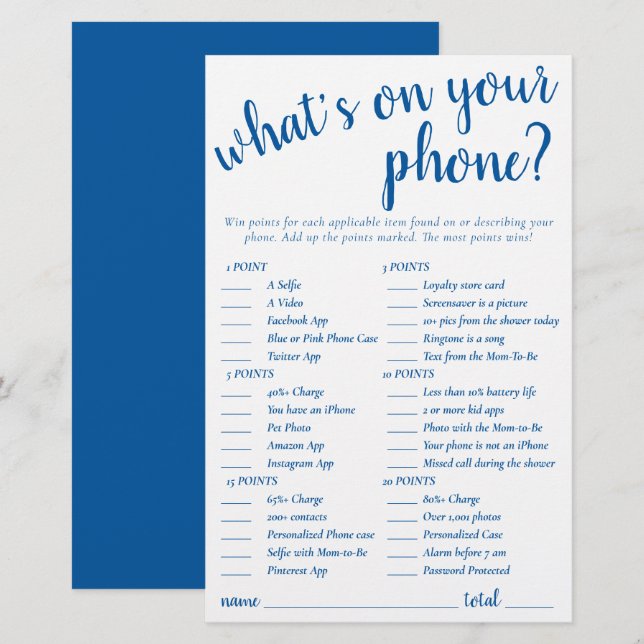 Simple Whats sur votre téléphone | Carte de jeu bl (Devant / Derrière)