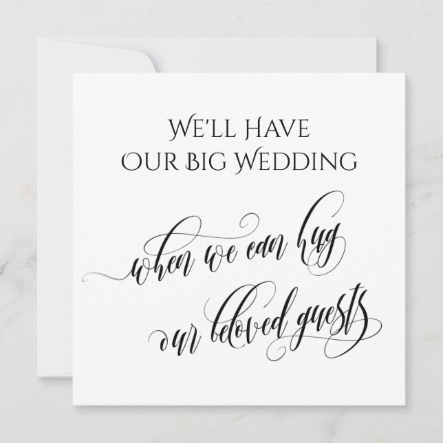 Simple When We Can Hug You Postponed Wedding Invitation (Front)