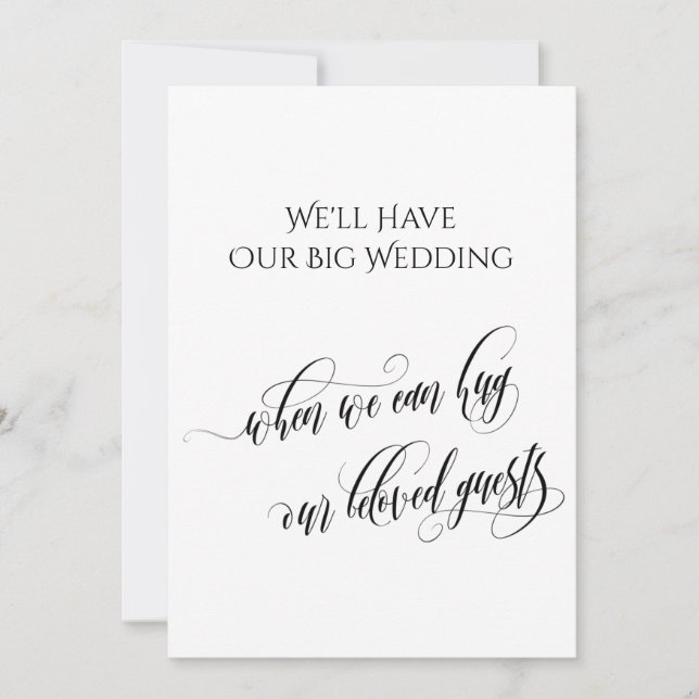 Simple When We Can Hug You Postponed Wedding Invitation (Front)