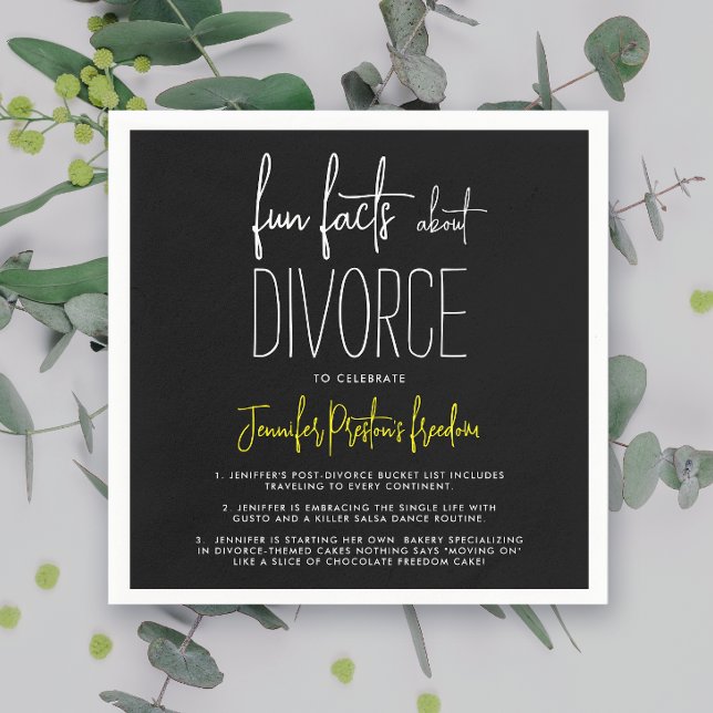 Simple Whimsical Black White Fun Facts Divorce  Napkin (Creator Uploaded)