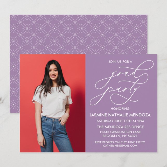 SIMPLE WHIMSICAL CALLIGRAPHY GRADUATION INVITATION (Front/Back)