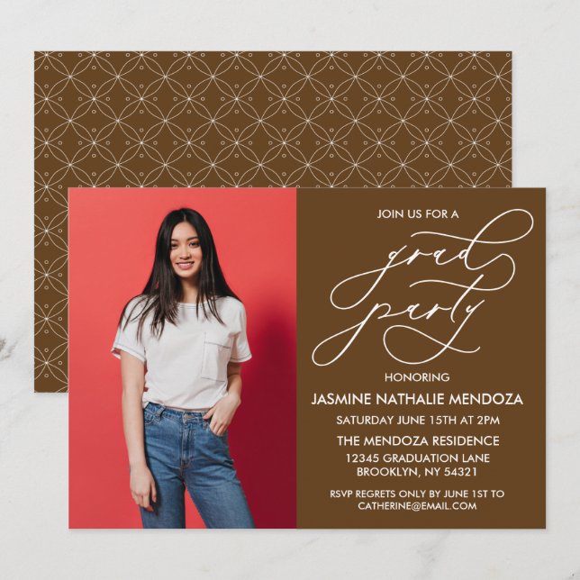 SIMPLE WHIMSICAL CALLIGRAPHY GRADUATION INVITATION (Front/Back)