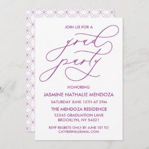 SIMPLE WHIMSICAL CALLIGRAPHY GRADUATION INVITATION