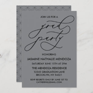 SIMPLE WHIMSICAL CALLIGRAPHY GRADUATION INVITATION