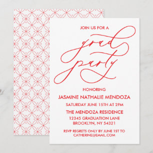 SIMPLE WHIMSICAL CALLIGRAPHY GRADUATION INVITATION