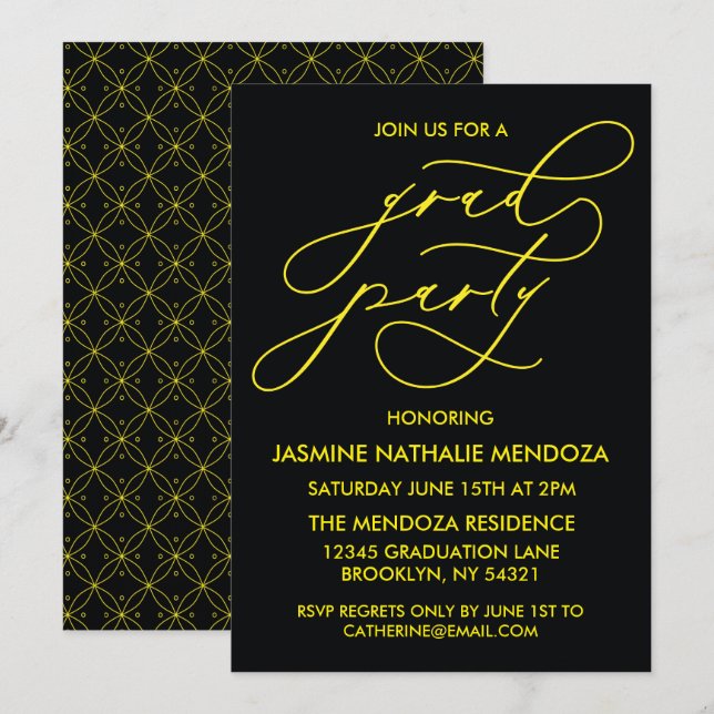 SIMPLE WHIMSICAL CALLIGRAPHY GRADUATION INVITATION (Front/Back)