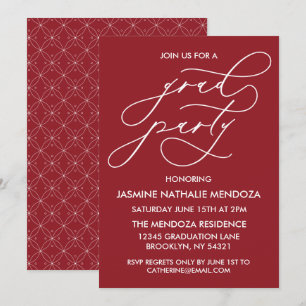 SIMPLE WHIMSICAL CALLIGRAPHY GRADUATION INVITATION