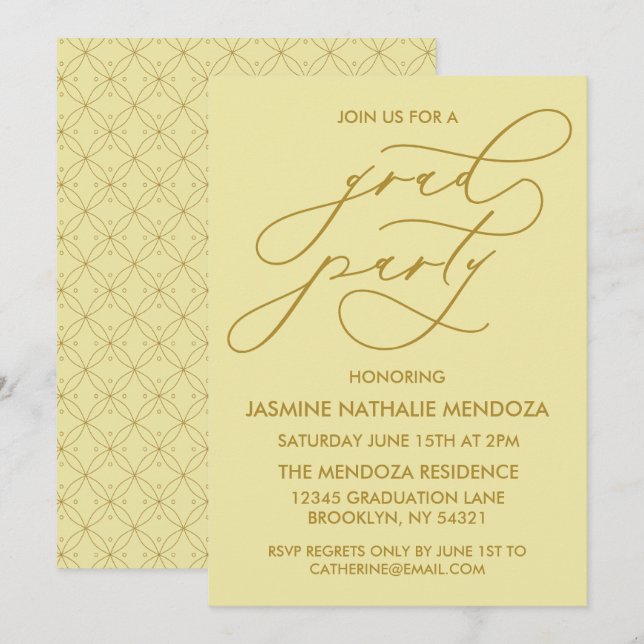 SIMPLE WHIMSICAL CALLIGRAPHY GRADUATION INVITATION (Front/Back)