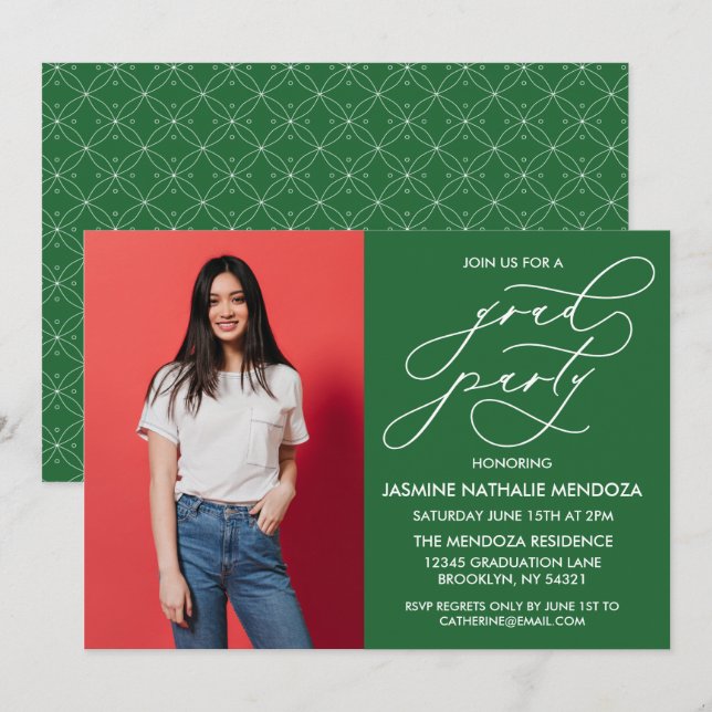 SIMPLE WHIMSICAL CALLIGRAPHY GRADUATION INVITATION (Front/Back)