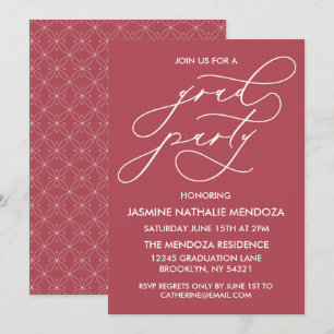SIMPLE WHIMSICAL CALLIGRAPHY GRADUATION INVITATION