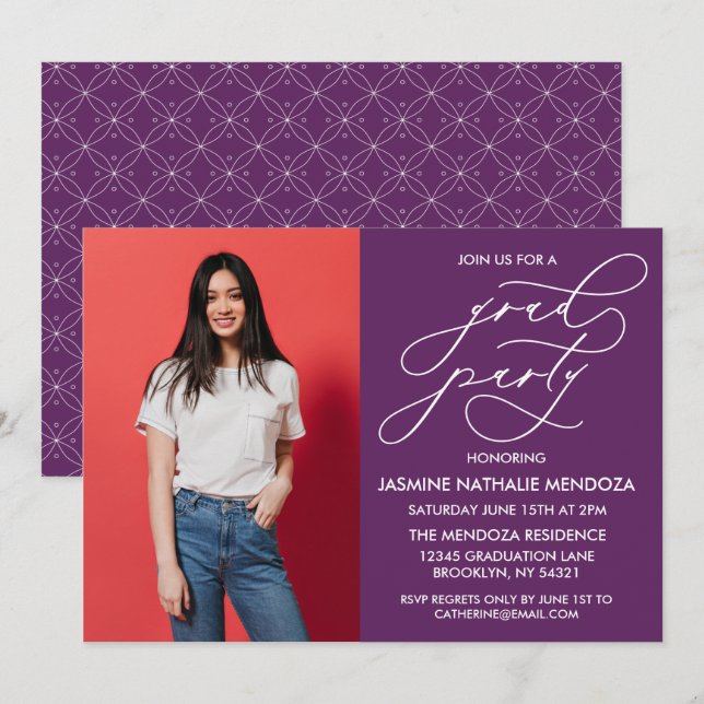 SIMPLE WHIMSICAL CALLIGRAPHY GRADUATION INVITATION (Front/Back)