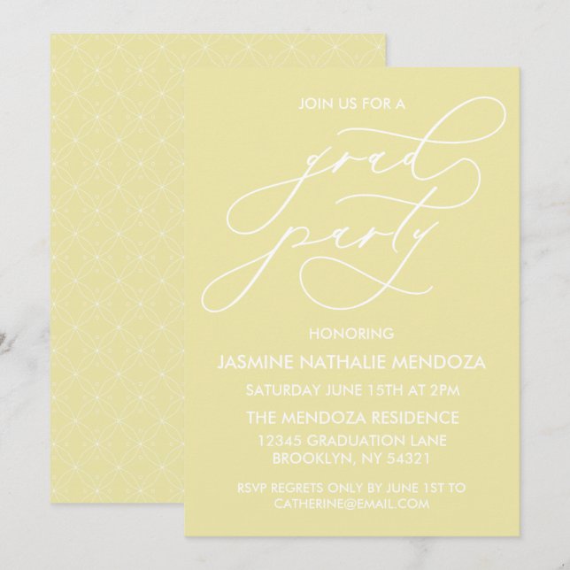 SIMPLE WHIMSICAL CALLIGRAPHY GRADUATION INVITATION (Front/Back)