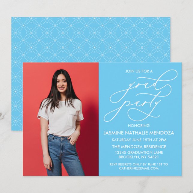 SIMPLE WHIMSICAL CALLIGRAPHY GRADUATION INVITATION (Front/Back)