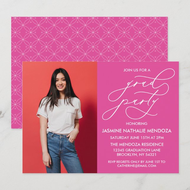 SIMPLE WHIMSICAL CALLIGRAPHY GRADUATION INVITATION (Front/Back)