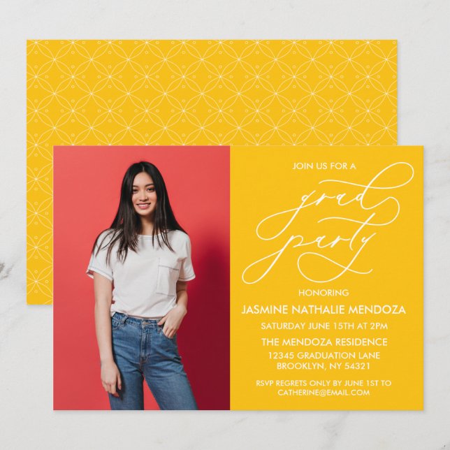 SIMPLE WHIMSICAL CALLIGRAPHY GRADUATION INVITATION (Front/Back)