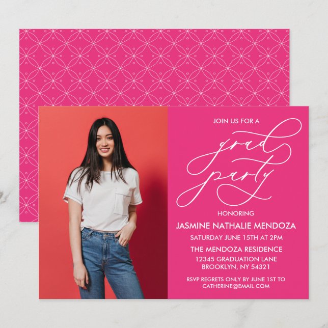 SIMPLE WHIMSICAL CALLIGRAPHY GRADUATION INVITATION (Front/Back)