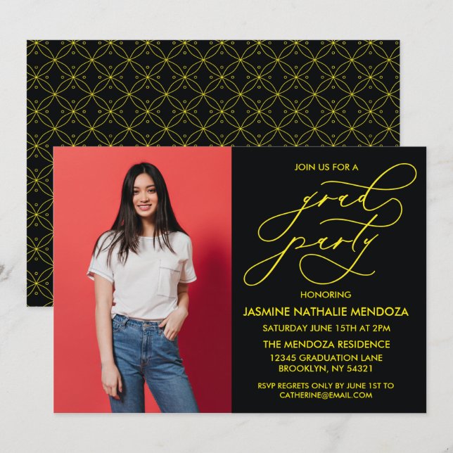 SIMPLE WHIMSICAL CALLIGRAPHY GRADUATION INVITATION (Front/Back)