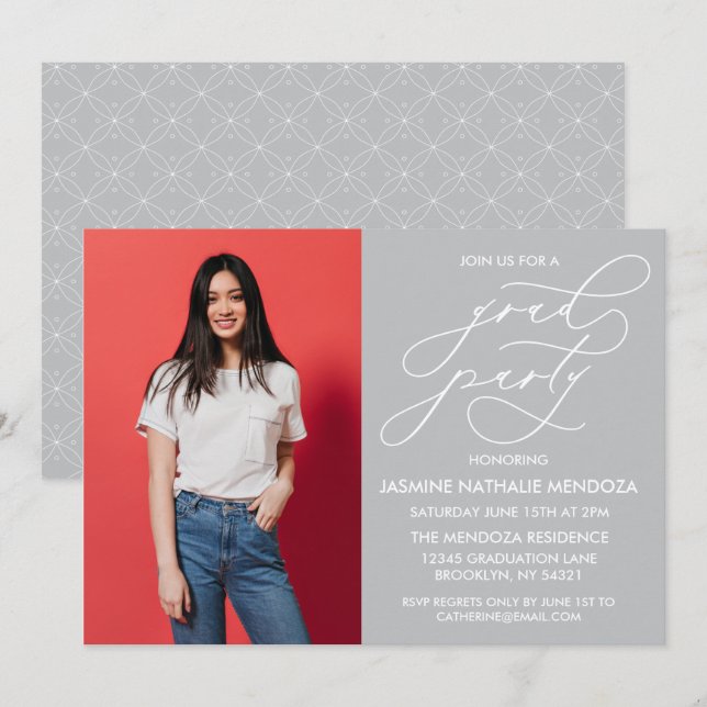 SIMPLE WHIMSICAL CALLIGRAPHY GRADUATION INVITATION (Front/Back)