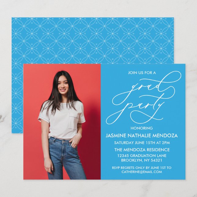 SIMPLE WHIMSICAL CALLIGRAPHY GRADUATION INVITATION (Front/Back)