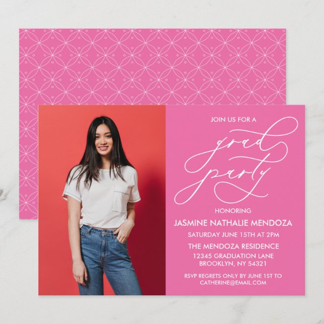 SIMPLE WHIMSICAL CALLIGRAPHY GRADUATION INVITATION (Front/Back)