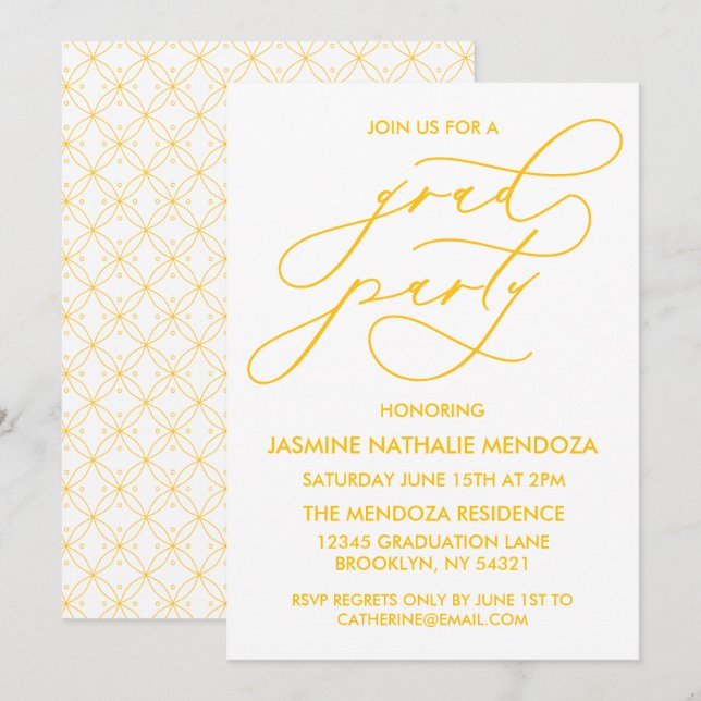 SIMPLE WHIMSICAL CALLIGRAPHY GRADUATION INVITATION (Front/Back)