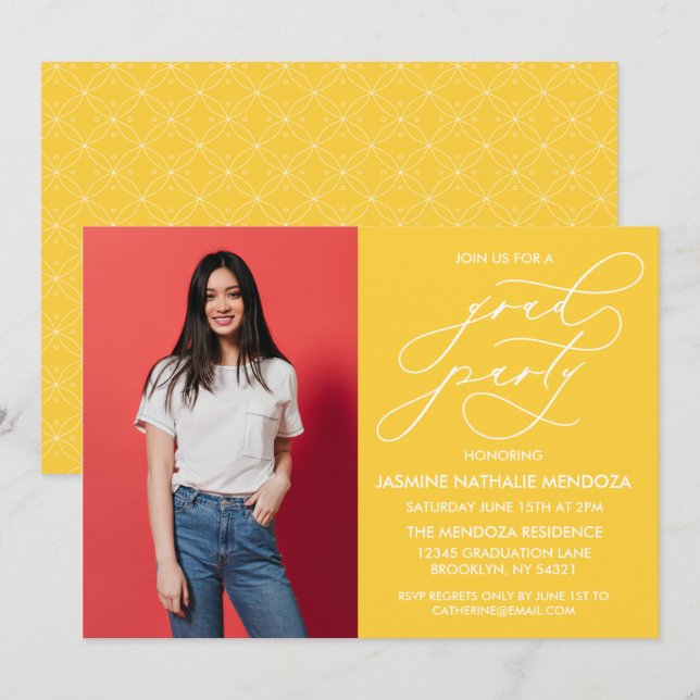 SIMPLE WHIMSICAL CALLIGRAPHY GRADUATION INVITATION (Front/Back)
