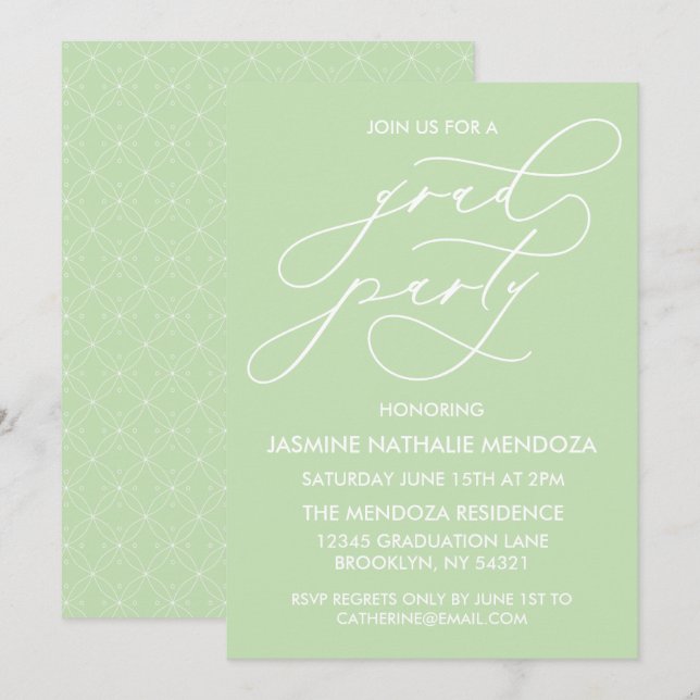 SIMPLE WHIMSICAL CALLIGRAPHY GRADUATION INVITATION (Front/Back)