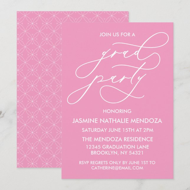 SIMPLE WHIMSICAL CALLIGRAPHY GRADUATION INVITATION (Front/Back)