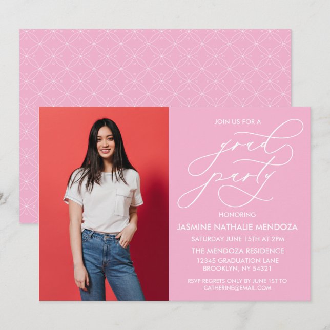 SIMPLE WHIMSICAL CALLIGRAPHY GRADUATION INVITATION (Front/Back)