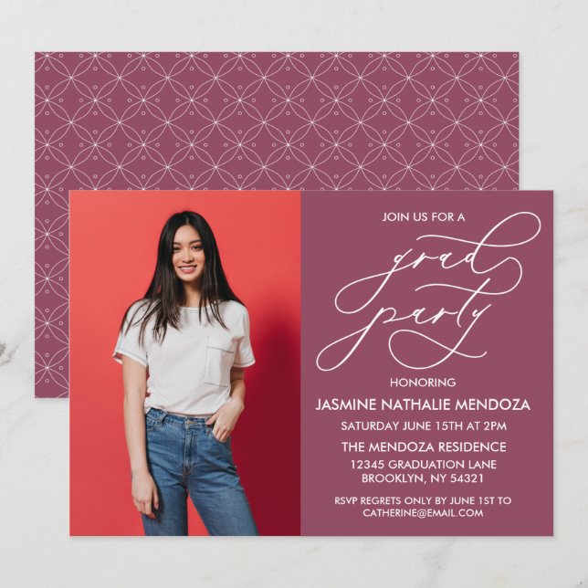 SIMPLE WHIMSICAL CALLIGRAPHY GRADUATION INVITATION (Front/Back)
