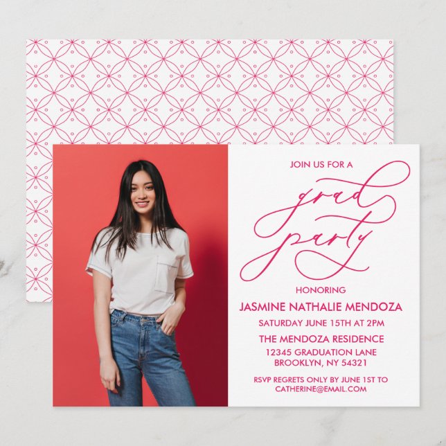 SIMPLE WHIMSICAL CALLIGRAPHY GRADUATION INVITATION (Front/Back)