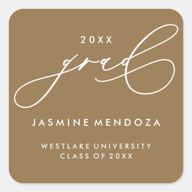 SIMPLE WHIMSICAL CALLIGRAPHY GRADUATION STICKER (Front)