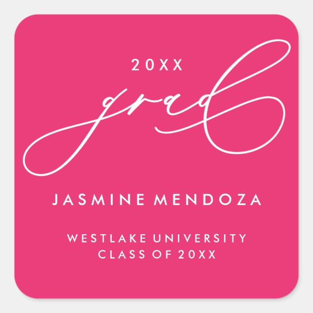 SIMPLE WHIMSICAL CALLIGRAPHY GRADUATION STICKER (Front)