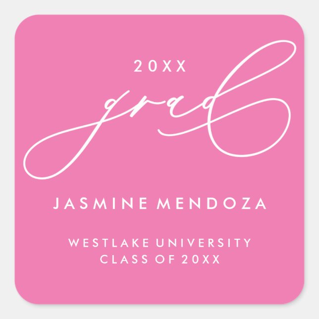 SIMPLE WHIMSICAL CALLIGRAPHY GRADUATION STICKER (Front)