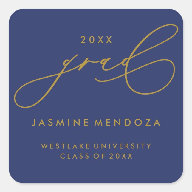 SIMPLE WHIMSICAL CALLIGRAPHY GRADUATION STICKER (Front)