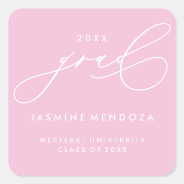 SIMPLE WHIMSICAL CALLIGRAPHY GRADUATION STICKER (Front)