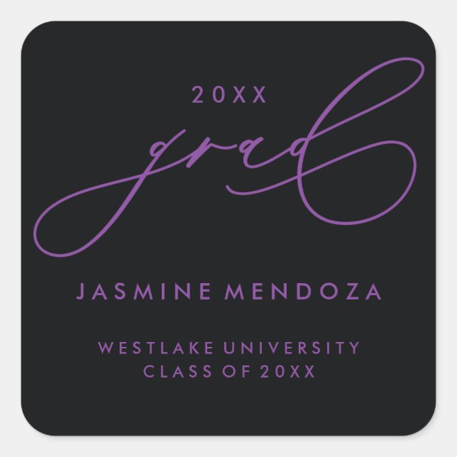 SIMPLE WHIMSICAL CALLIGRAPHY GRADUATION STICKER (Front)