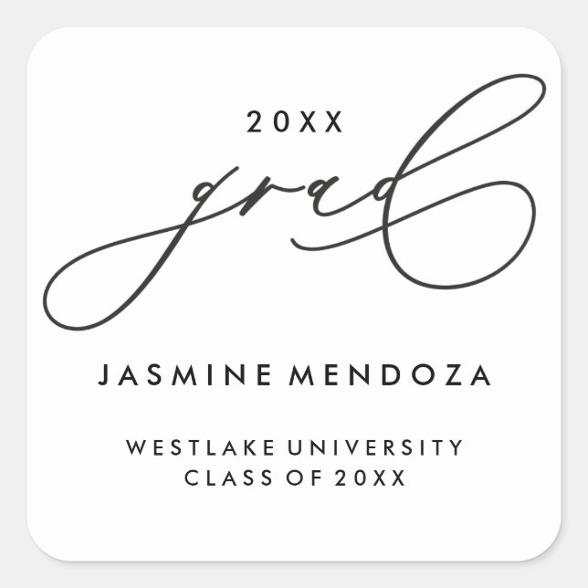 SIMPLE WHIMSICAL CALLIGRAPHY GRADUATION STICKER (Front)