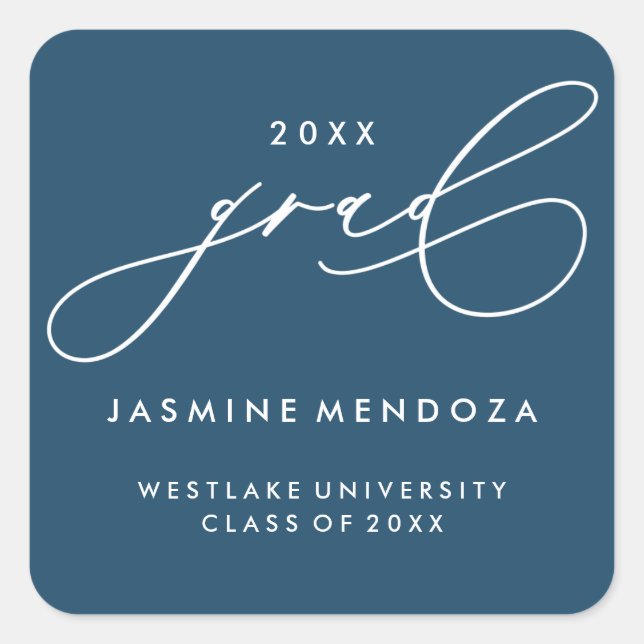 SIMPLE WHIMSICAL CALLIGRAPHY GRADUATION STICKER (Front)