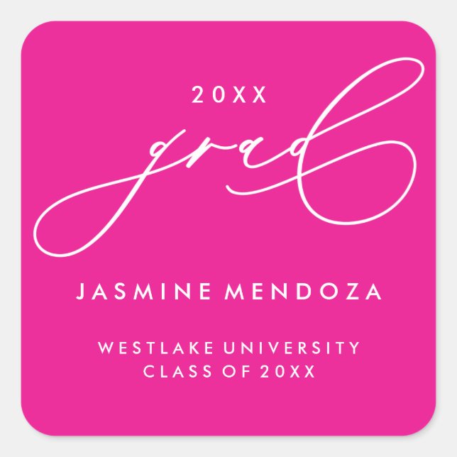 SIMPLE WHIMSICAL CALLIGRAPHY GRADUATION STICKER (Front)