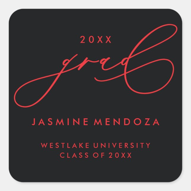 SIMPLE WHIMSICAL CALLIGRAPHY GRADUATION STICKER (Front)