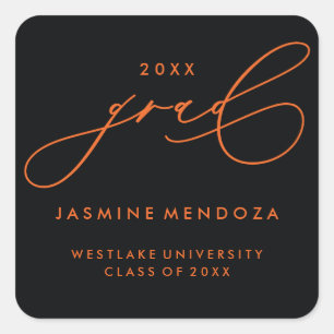 SIMPLE WHIMSICAL CALLIGRAPHY GRADUATION STICKER