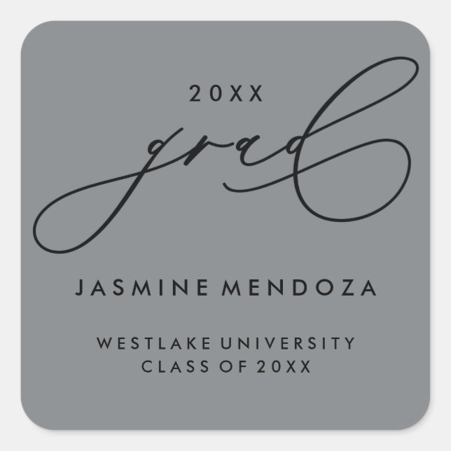 SIMPLE WHIMSICAL CALLIGRAPHY GRADUATION STICKER (Front)