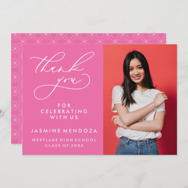 SIMPLE WHIMSICAL CALLIGRAPHY GRADUATION THANK YOU (Front/Back)