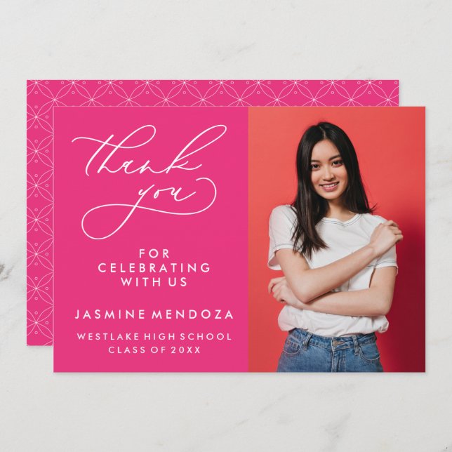 SIMPLE WHIMSICAL CALLIGRAPHY GRADUATION THANK YOU (Front/Back)