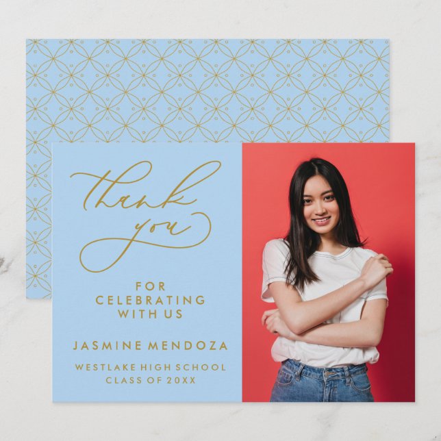 SIMPLE WHIMSICAL CALLIGRAPHY GRADUATION THANK YOU (Front/Back)
