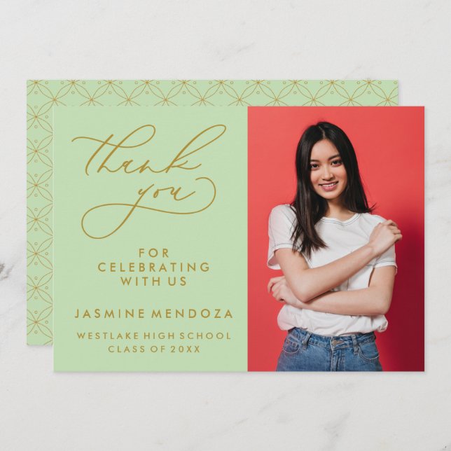 SIMPLE WHIMSICAL CALLIGRAPHY GRADUATION THANK YOU (Front/Back)